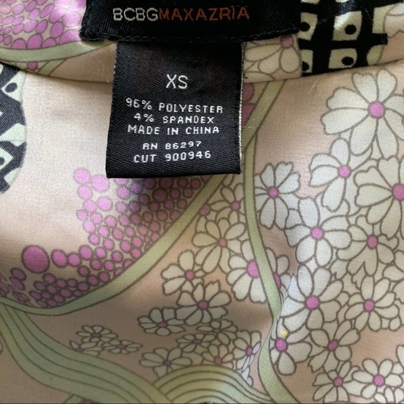 BCBGMAXAZRIA Satin Multi Printed Wrap Blouse XS - Picture 6 of 6